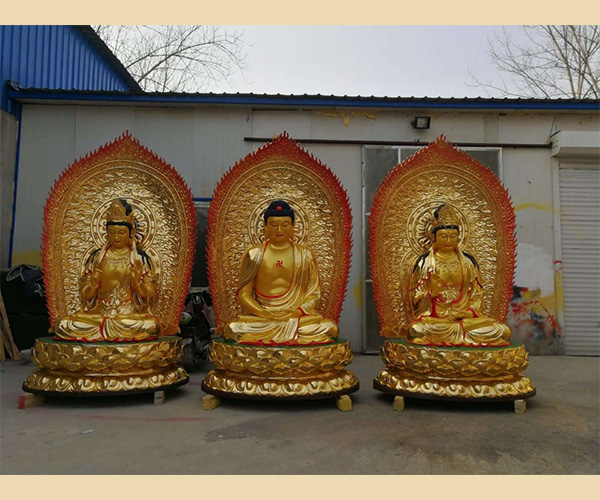 西方三圣铜佛像